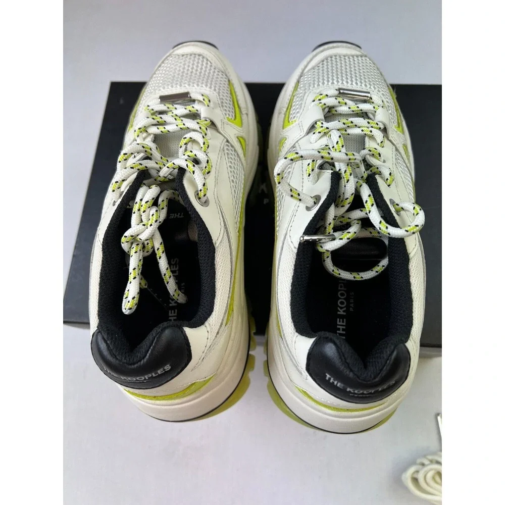The Kooples Womens Bicolore Platform Sneakers White Leather Lace-Up Shoes 6.5/39